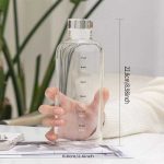 Glass Water Bottle With Time Marker，With Non-slip Sleeve And Clean Brush, ，Reusable Glass Drinking Bottles，Suitable For Drinks, Juices, Sodas, Coke, As Gifts Etc. (750ml)