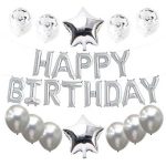 ITAF Happy Birthday 13 Letters Metallic Silver Foil Balloons Banner/Reusable Balloons For Birthday Decoration