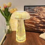 Mushroom Diamond Table Lamp,Touch Control 3 Color Changing USB Rechargeable Mushroom Lamp