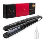 Steam Hair Straightener Flat Iron Professional Ceramic Tourmaline 2-in-1 Straightening Iron, Adjustable 300-450 F Salon Heat, 110-220V Dual Voltage