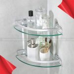 2-layer Bathroom Corner Shelf Glass