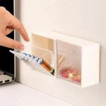 Wall Mounted Clamshell Design Plastic Cotton Swab Storage Holder For Bathroom,Kitchen