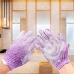 1 pair Exfoliating Gloves Bath Scrub Mitts, Double Sided Exfoliating Gloves, Five Fingers Bath towel, for Shower, Spa, Massage