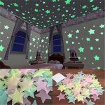 100pcs 3D Star Glow In The Dark Luminous Ceiling Wall Stickers Multi Color