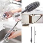 Silicone Bottle Cleaning Brush with Long Handle, 12 Inch Kitchen Glass Cup Clean Brush