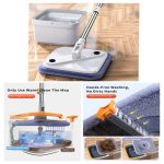 Spin Mop and Bucket Set 360°Spinning Flat Mop with Self Separation Dirty and Clean Water System 1Pc Washable