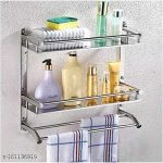 Stainless Steel Multi Use Bathroom Rack Shelf Chrome Finish Kitchen Shelf Bathroom Shelf