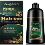 AUGEAS 500ML Black Hair Shampoo Permanent Hair Color Shampoo, Hair Dye Shampoo