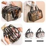 Double Layer Clear Cosmetic Bag Makeup Bag, Waterproof Travel Toiletry Bag (Large)