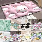 Funny Cute Extra Soft Absorbent Living Room Floor Mat, Rubber Non-Slip Bottom, Machine Washable Bathmat. (Flower B, 16‘’x24‘)