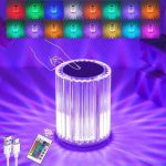 Leroxo Portable Crystal Table Lamp,16 Color Touch Control Rechargeable Lamp,Acrylic Remote Control