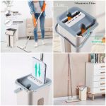 Upsham Scratch Cleaning Mop with 2 in 1 Self Clean Wash Dry Hands Free Magic Flat Mop