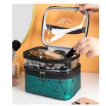 Foldable Double Layer Zipper Makeup Bag Cosmetic bag Clear Travel Cosmetic Storage Case (Random Colours)