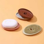 2 in1 Silicone Soap Holder Double Sided Flexible Multifunctional Bathroom Kitchen Soap Dish Cleaning Brush
