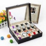 premium 10 grid pu leather watch box