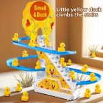 Electric Mini Duckling Climbing Stairs Slide Track Small Yellow Duck Music Lighting Funny Educational Toy Children Birthday Gift