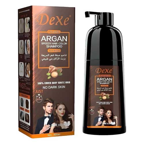 DEXE Argan Oil Hair Color Shampoo 420ml for Men and Woman - Brown