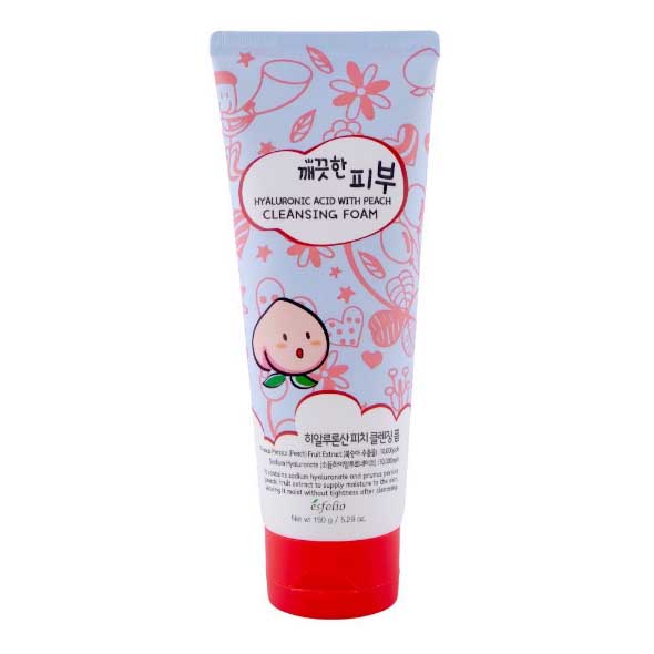 Esfolio Peach Cleansing Foam, Hyaluronic Acid For Moisturized Skin 150g - Made in Korea