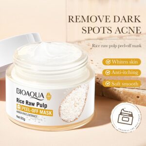 BIOAQUA Rice Raw Pulp Peel-Off Mask Reduce Acne Blackheads 50g