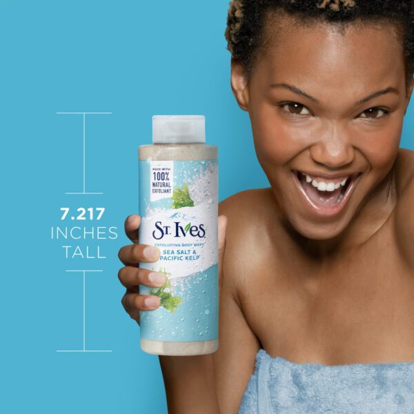 St. Ives Exfoliating Body Wash - Sea Salt & Pacific Kelp Scrub, Natural Body Wash, Body Soap, or Hand Soap with Plant-Based Exfoliants for Glowing Skin 473ml