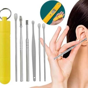 Ear Wax Cleaning Kit, 6 Pcs Ear Pick Tools, Wax Removal Kit, Ear Cleaning Tool Set, Spring Earwax Cleaner Tool for Children and Adult Multicolor