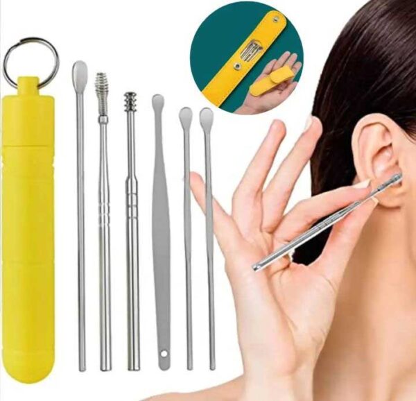 Ear Wax Cleaning Kit, 6 Pcs Ear Pick Tools, Wax Removal Kit, Ear Cleaning Tool Set, Spring Earwax Cleaner Tool for Children and Adult Multicolor