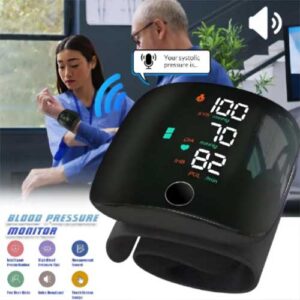 Digital Wrist Blood Pressure Monitor with Voice Assistant - Automatic USB Rechargeable BP Machine