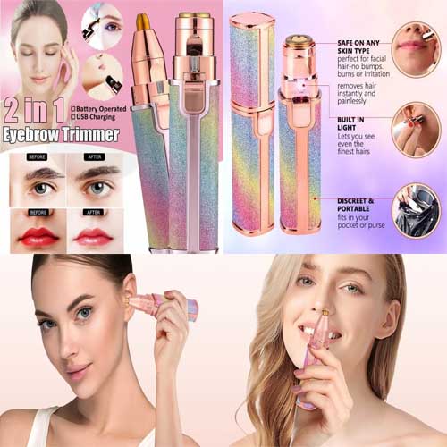 Original High Quality Rechargeable 2in1 Flawless Eyebrow Hair Remover & Facial Hair Trimmer
